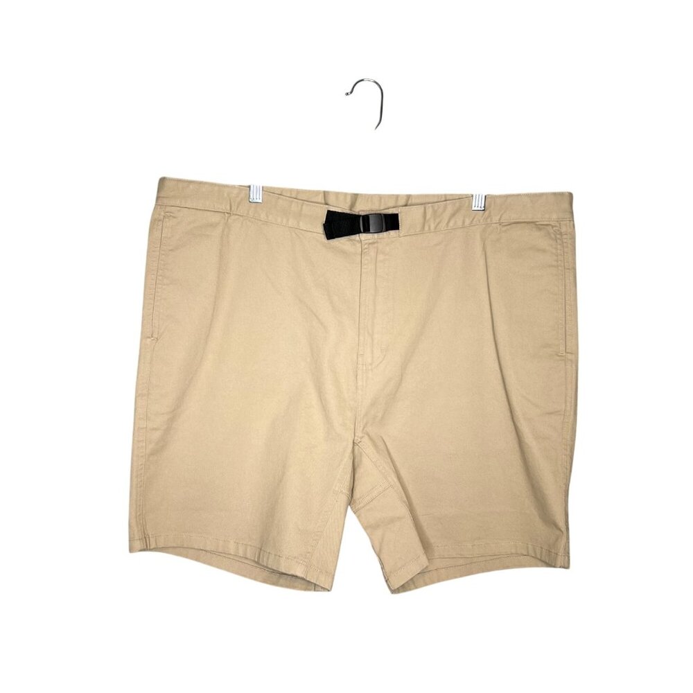 Bearded Goat Chino Shorts Mens‎ Size XL Khaki Flat Front Belted